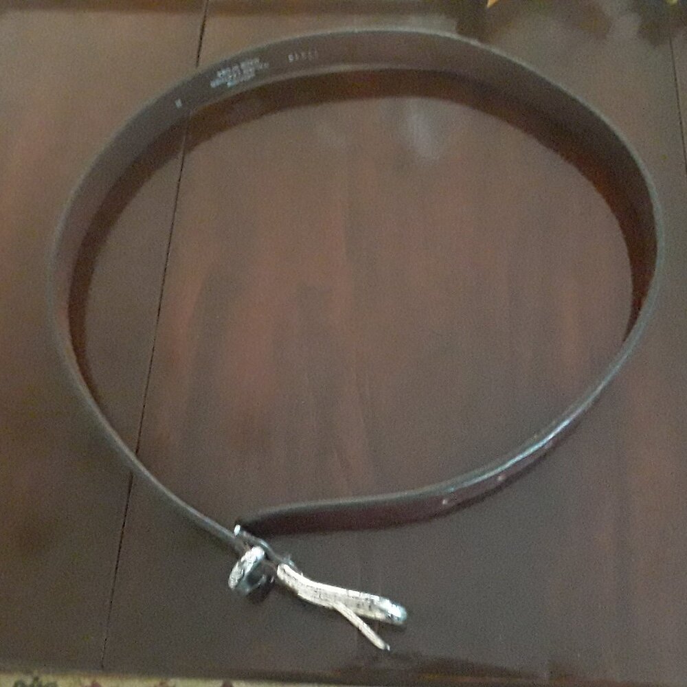Ladies Genuine Italian Leather Brown Belt w/metal buckle, size M, 30"